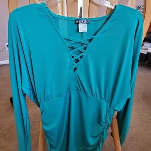 Green Criss Cross blouse